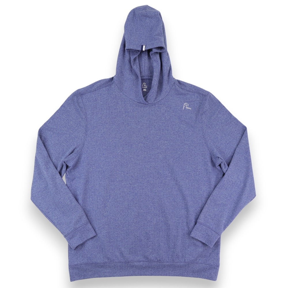 Rhoback Hesi Performance Hoodie Mens XL Blue Herringbone Pullover Performance